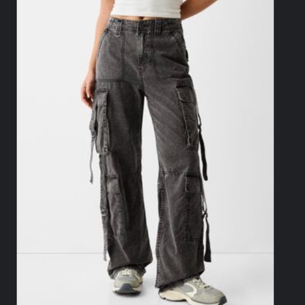 Gray Cotton Cargo Pants